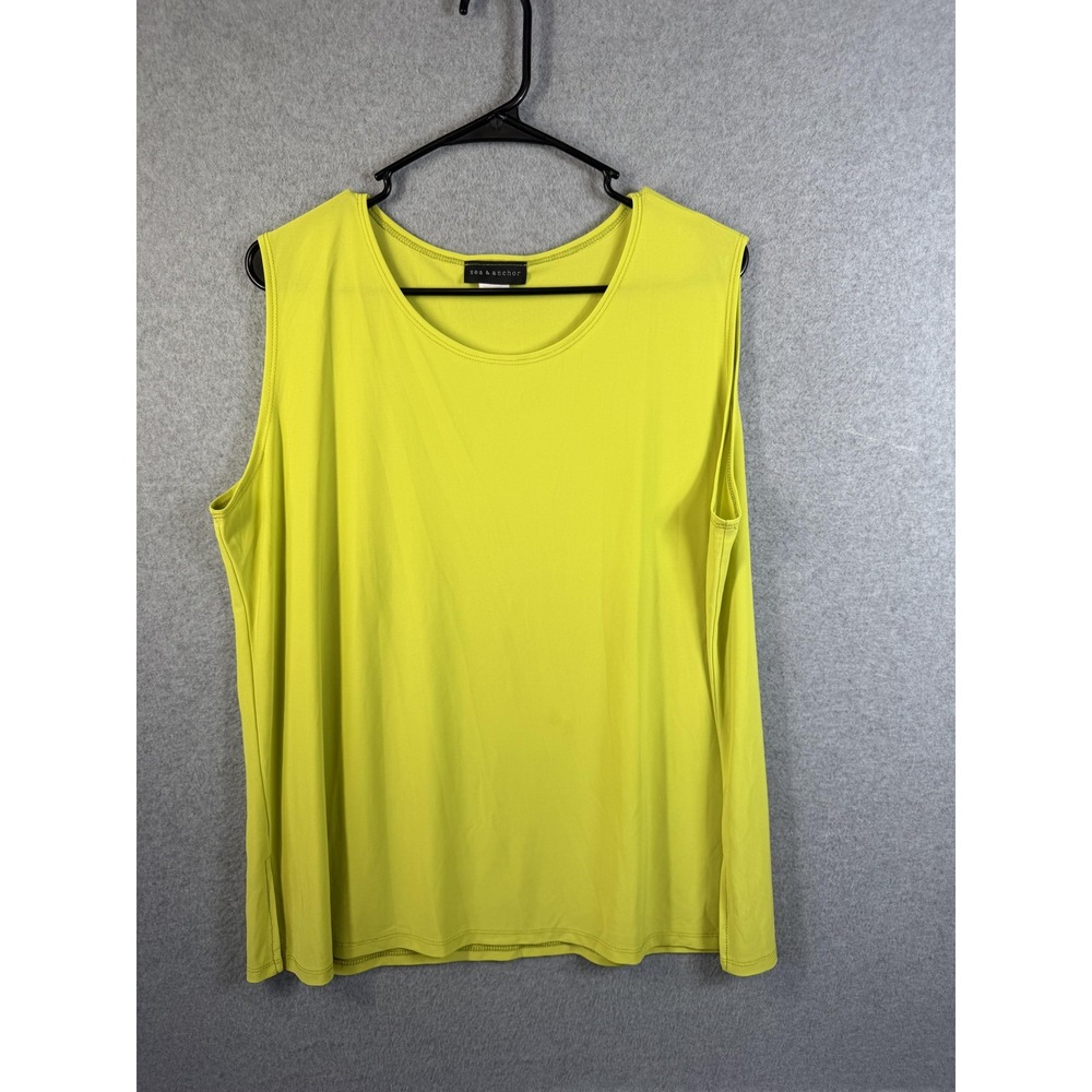 Sea & Anchor Tank Top Womens XL Yellow Sleeveless Scoop Neck Basic Lightweight